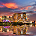Singapore Skyline Beautiful Sunset