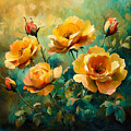 Yellow Roses Abstract Floral Arrangement
